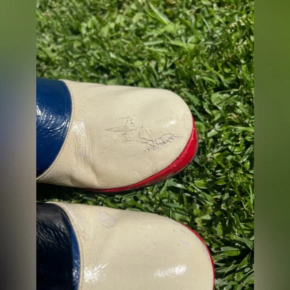 70s Vintage Red White and Blue Platform Clogs - Picture 9 of 14